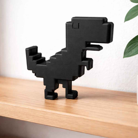 3D Pixel Dinosaur – Minimalist Gamer Decoration